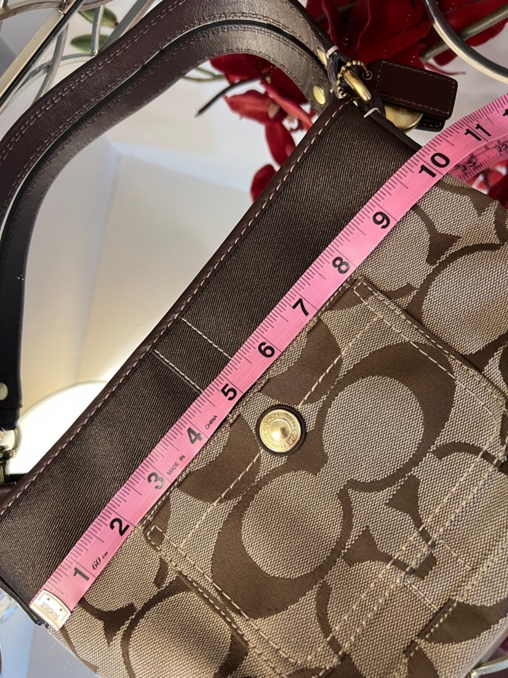 Y2K Coach Signature “C” Monogram Baguette Shoulder Bag – Khaki/Brown #11688 - Picture 12 of 16